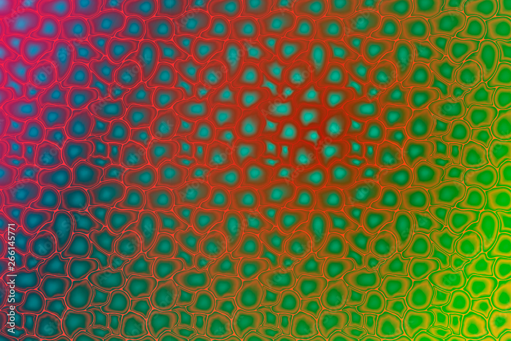 Abstract background. Scales, bubbles, leather, gradient. Red, Green
