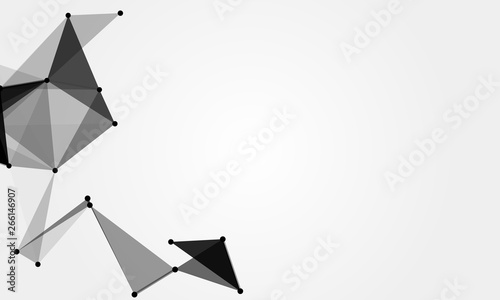 Abstract futuristic background with dots and lines. Vector illustration. Scientific and technological concept, molecular particles and atoms. Big data digital. Polygonal structure.