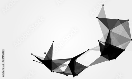 Abstract futuristic background with dots and lines. Vector illustration. Scientific and technological concept, molecular particles and atoms. Big data digital. Polygonal structure.