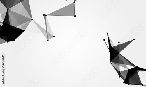 Abstract futuristic background with dots and lines. Vector illustration. Scientific and technological concept, molecular particles and atoms. Big data digital. Polygonal structure.