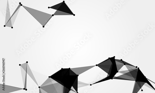 Abstract futuristic background with dots and lines. Vector illustration. Scientific and technological concept, molecular particles and atoms. Big data digital. Polygonal structure.