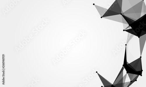 Abstract futuristic background with dots and lines. Vector illustration. Scientific and technological concept, molecular particles and atoms. Big data digital. Polygonal structure.
