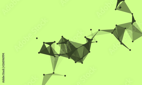 Abstract futuristic background with dots and lines. Vector illustration. Scientific and technological concept, molecular particles and atoms. Big data digital. Polygonal structure.