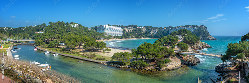 Panorama of Cala Galdana beach in Menorca, Balearic islands, Spain