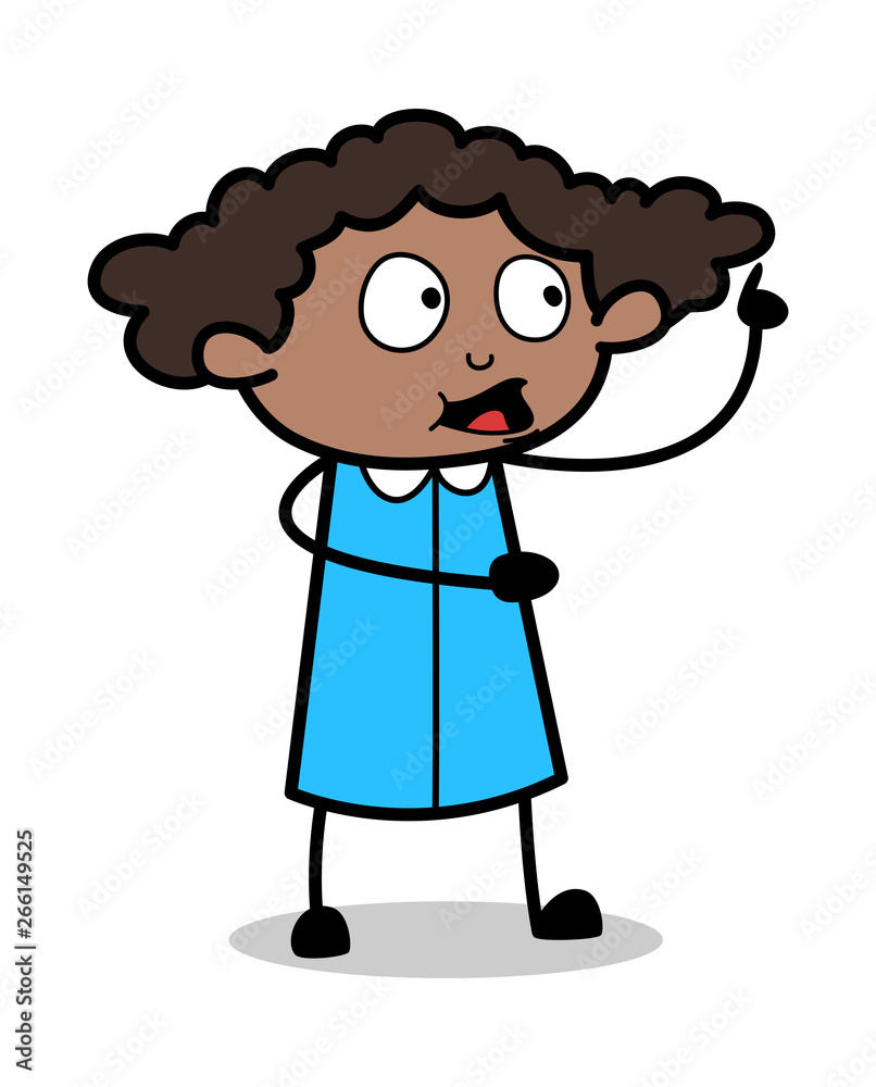 Trying to Remind - Retro Black Office Girl Cartoon Vector Illustration Trying to Remind - Retro Black Office Girl Cartoon Vector Illustration
