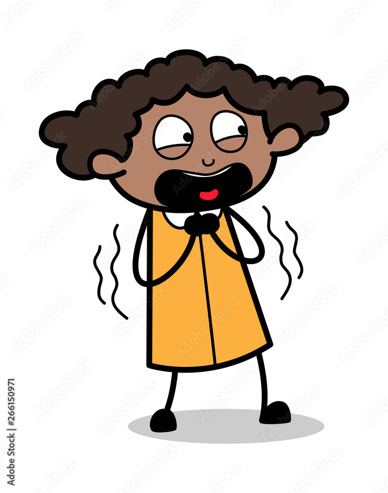 Fototapeta premium Horrified - Retro Black Office Girl Cartoon Vector Illustration