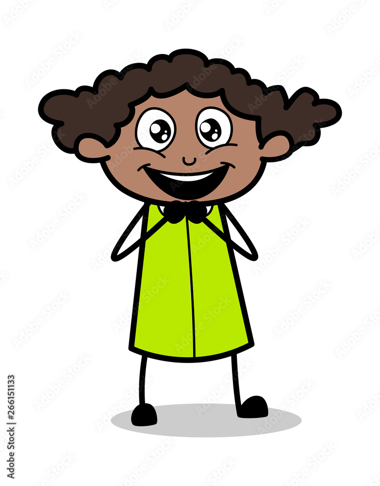 Adorable - Retro Black Office Girl Cartoon Vector Illustration Adorable - Retro Black Office Girl Cartoon Vector Illustration