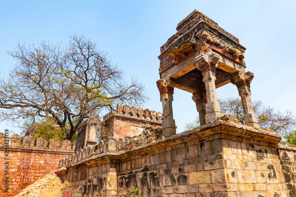 Beautuful Lodhi Garden with flowers, greenhouse, tombs and other sights, New Delhi, India