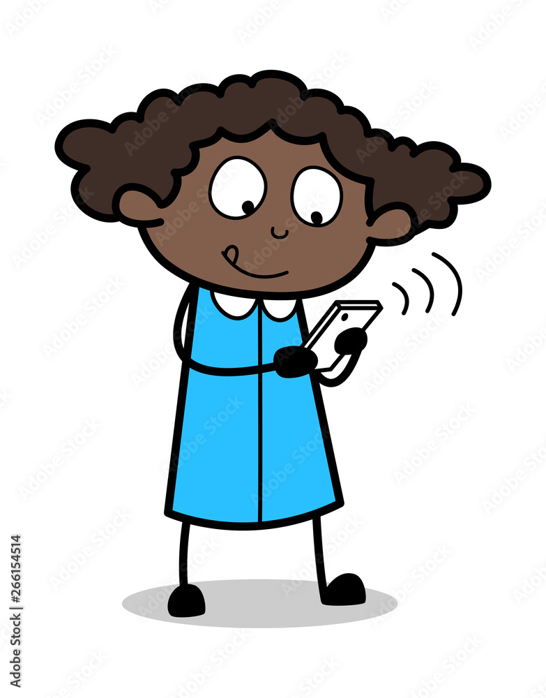Chit-Chat - Retro Black Office Girl Cartoon Vector Illustration Chit-Chat - Retro Black Office Girl Cartoon Vector Illustration