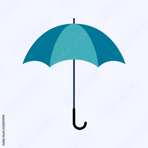 Blue umbrella flat style isolated on blue background