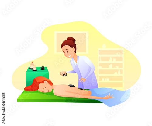Stone massage flat vector illustration