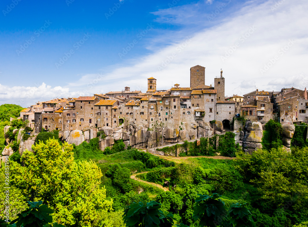 Panoramic view of Vitorchiano, one of the most beautiful medieval village in Tuscia region, central Italy