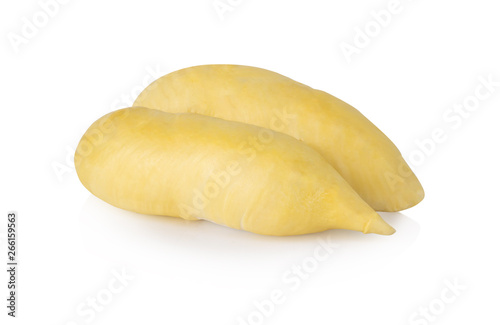 Ripe durian fruit isolaled on white background photo