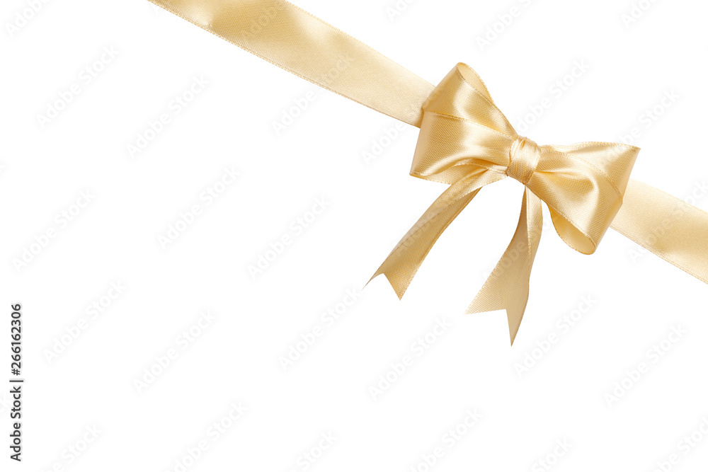 beige ribbon and bow isolated on white background beige ribbon and bow isolated on white background