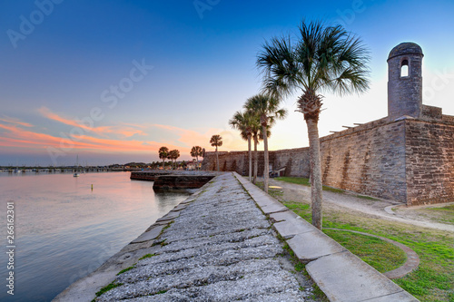 St Augustine fort at sunset in March