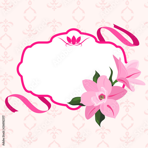 Magnolia flower frame vector