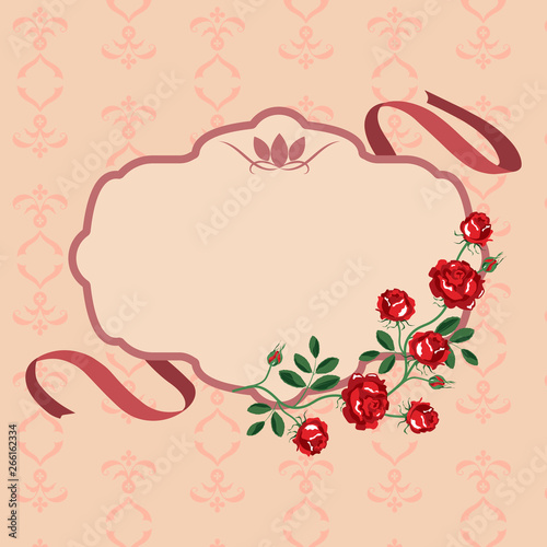 Roses flower frame vector