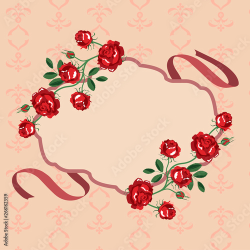 Roses flower frame vector