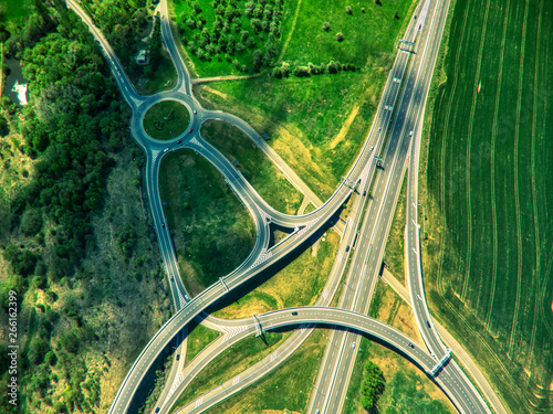 aerial view of crossroads under clouds near zbraslav summer photo