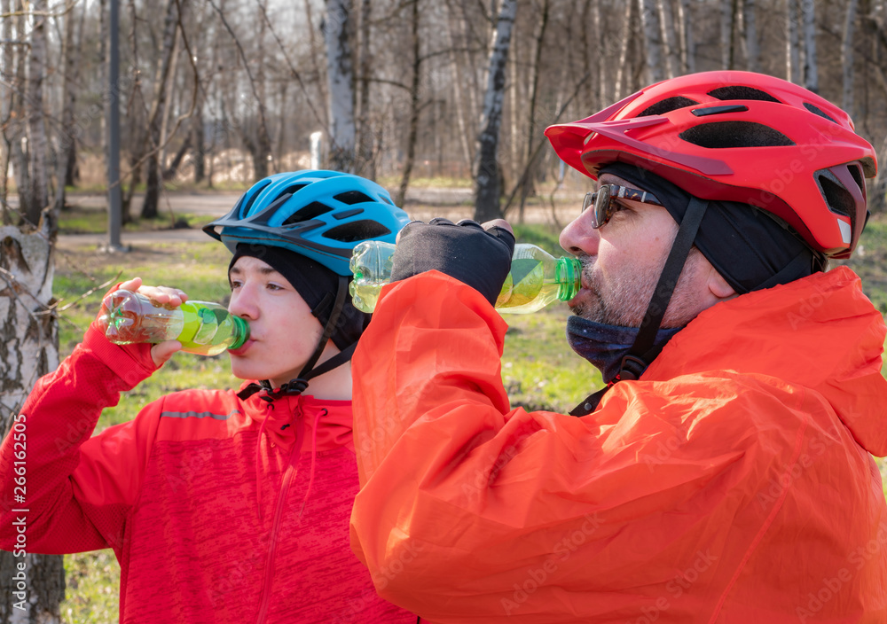 Father and son on the bicycle trip.