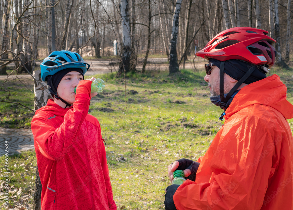 Father and son on the bicycle trip.