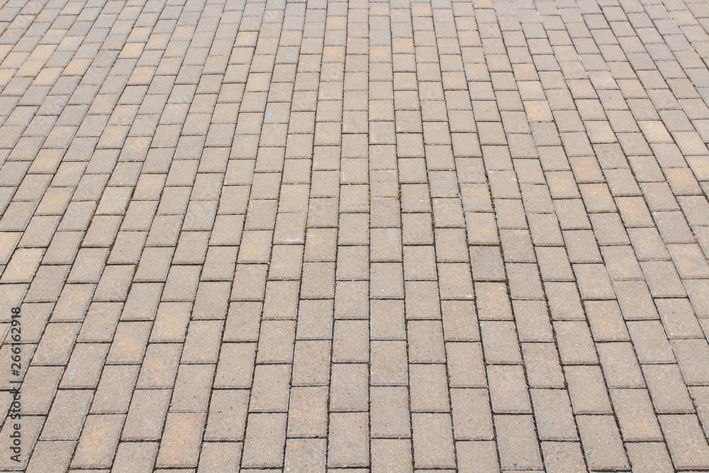 Clinker pavement. Paving slabs close-up. Vertical view. Background. Texture.