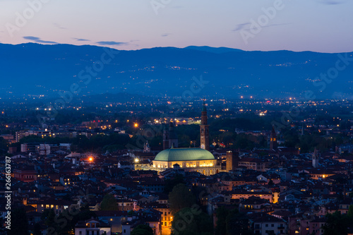 Panorama of Vicenza at the sunset, Basilica Palladiana, Italy photo