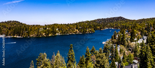 Obraz na plátne Beautiful, panoramic, drone view of historical Lake Arrowhead, California