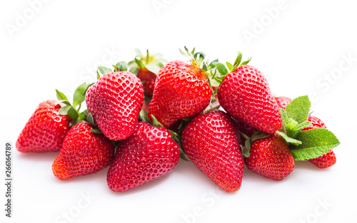 Fresh strawberries on the white background