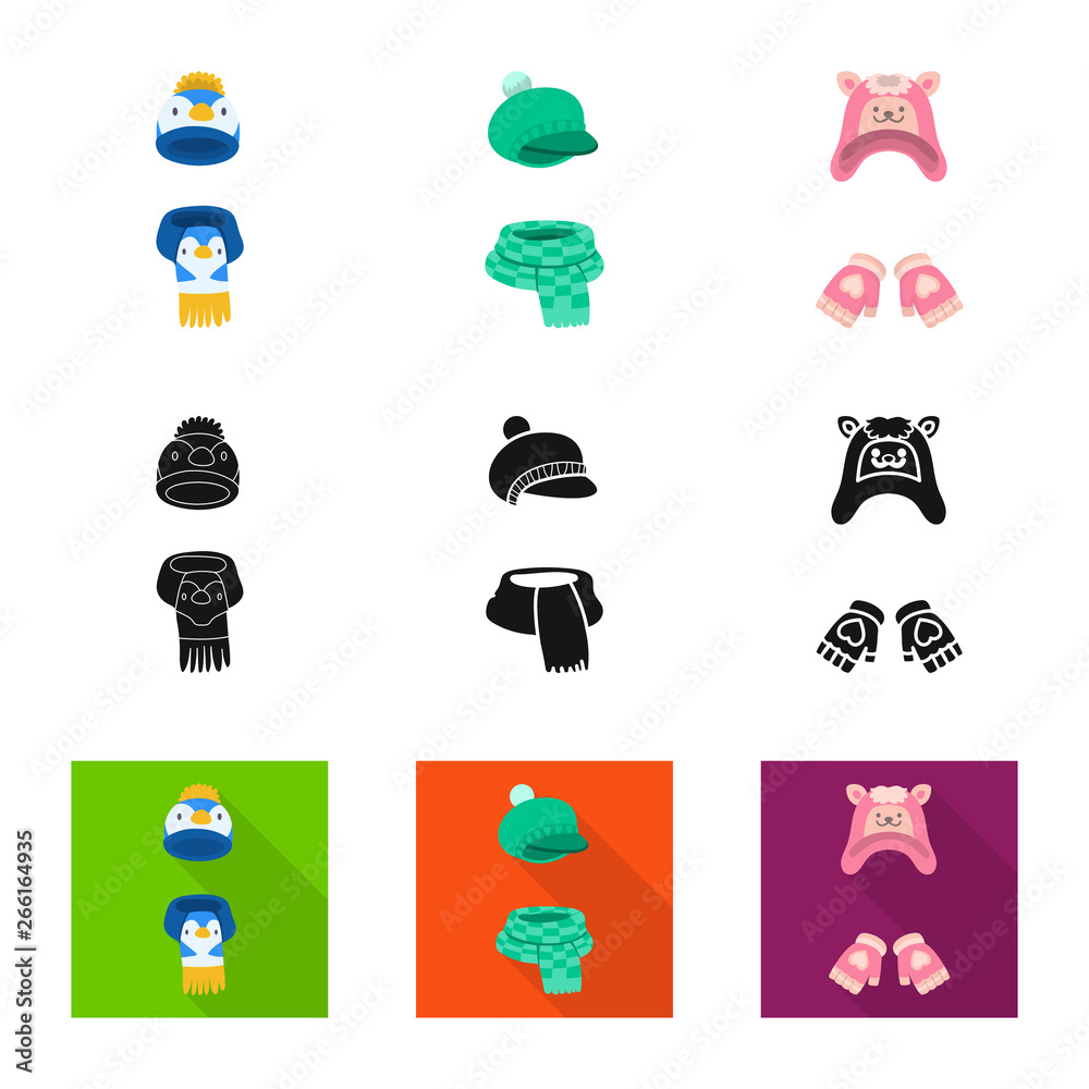 Vector design of clothes  and texture icon. Set of clothes  and weather  stock symbol for web.