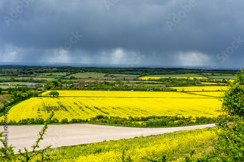 Sunshine and showers over Weald farmland