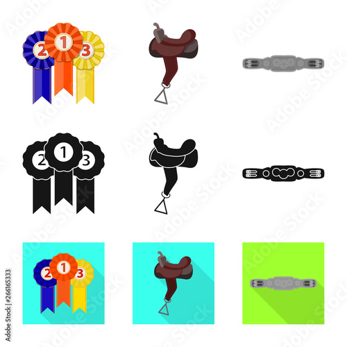 Isolated object of equipment and riding sign. Collection of equipment and competition stock symbol for web.