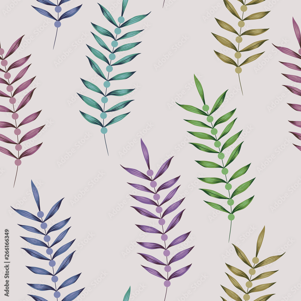 Obraz premium Multicolor vertical branch seamless white background