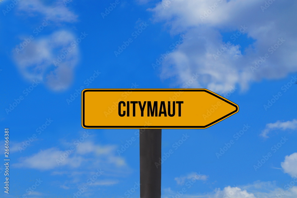Ein Schild zeigt in Richtung der Citymaut