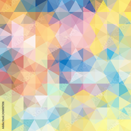 Abstract background consisting of yellow,blue, pink triangles. Geometric design for business presentations or web template banner flyer. Vector illustration