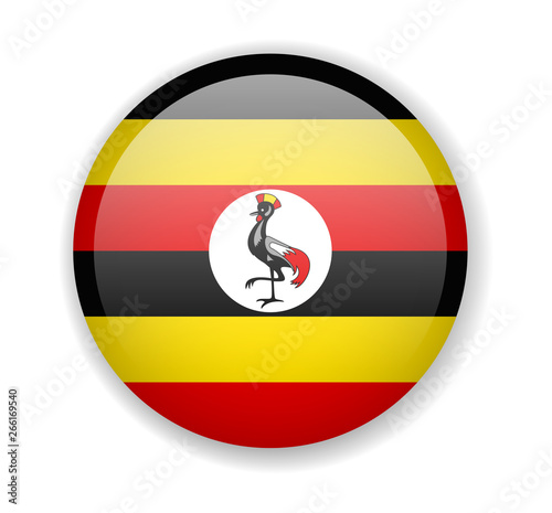 Uganda flag round bright icon on a white background