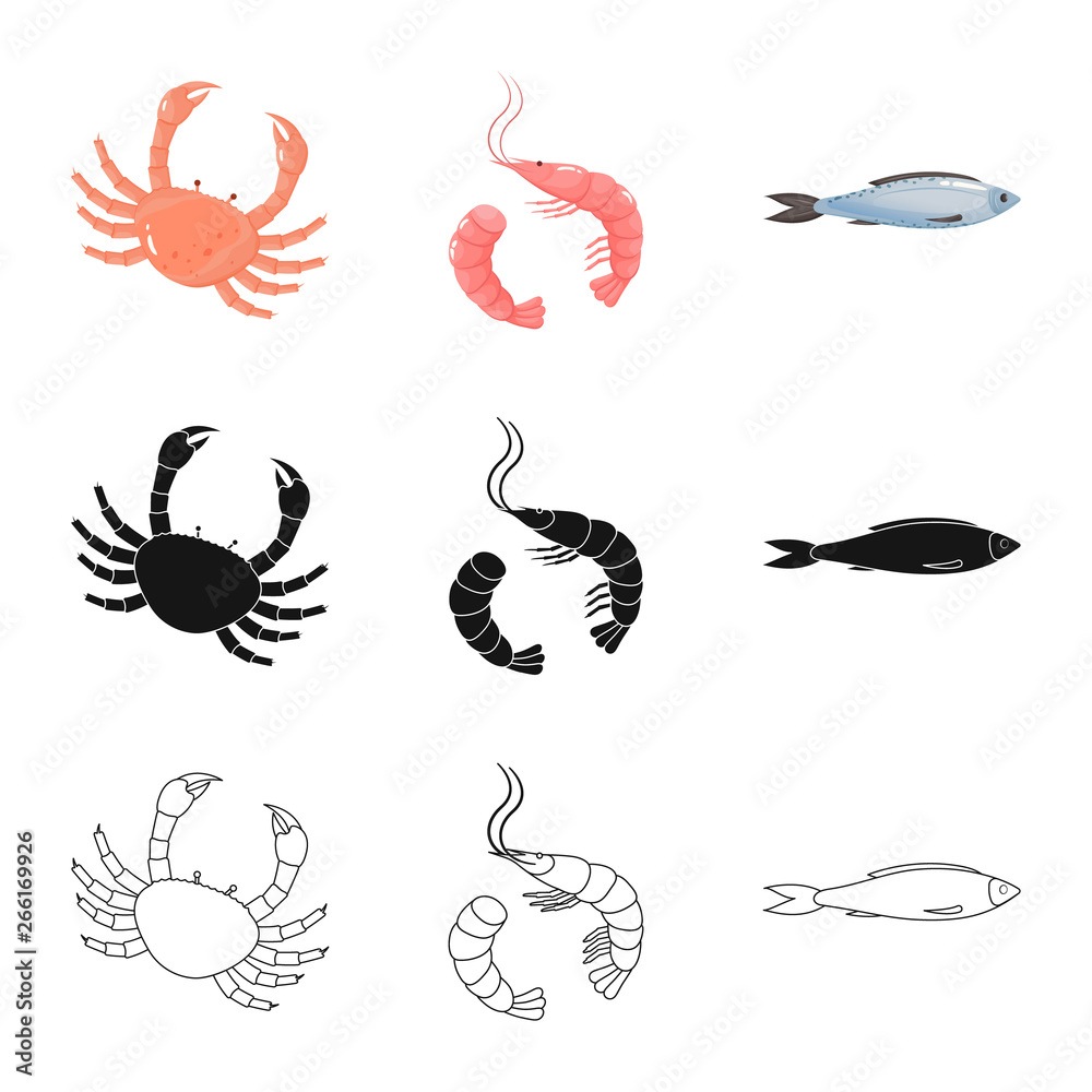 Isolated object of fresh and restaurant logo. Collection of fresh and marine stock symbol for web. Isolated object of fresh and restaurant logo. Collection of fresh and marine stock symbol for web.