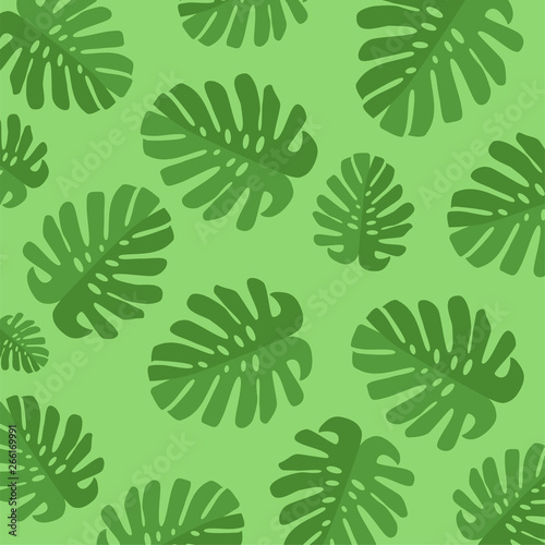 Tropical summer leaves background. Monstera  banana leaves  floral vector pattern background