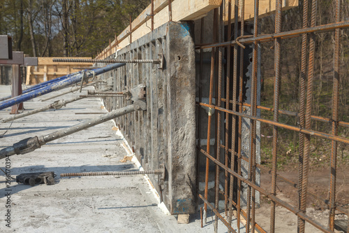 Construction of a new building, binding of reinforcement