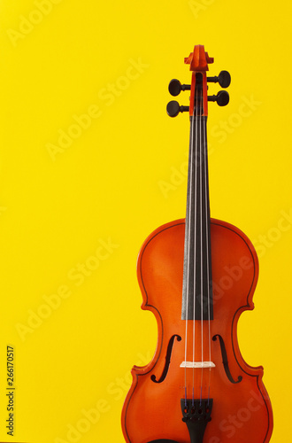 Canvas Print Classical music concert poster with orange color violin on yellow background wit