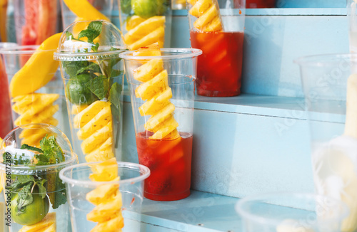 fruit smoothies on the street market