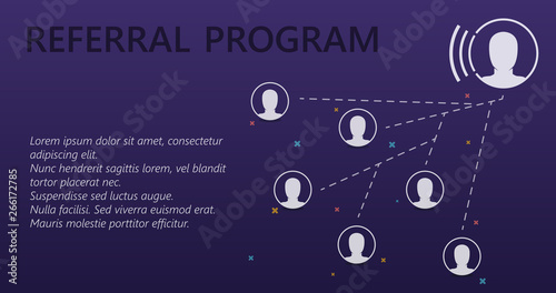 Megaphone with referrals speech bubble. Loudspeaker. Banner for business, marketing and advertising. Vector illustration. Referral program social connection.
