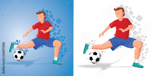 Soccer player kicking ball - Vector Illustration