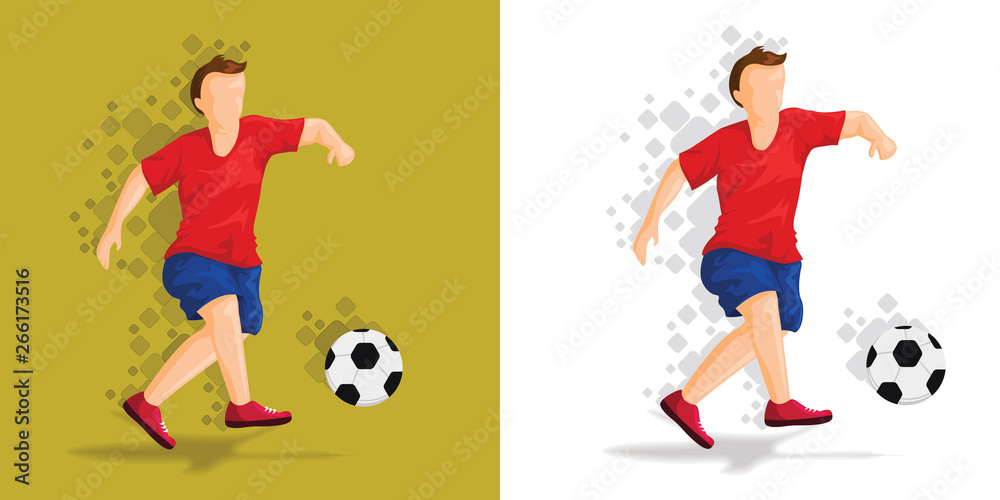 Vector illustration of boy cartoon playing with football