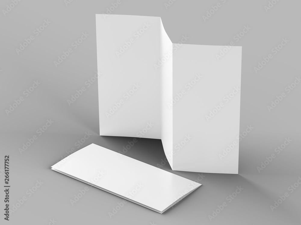 Open trifold brochure in A4 format mockup.3d illustartion Open trifold brochure in A4 format mockup.3d illustartion