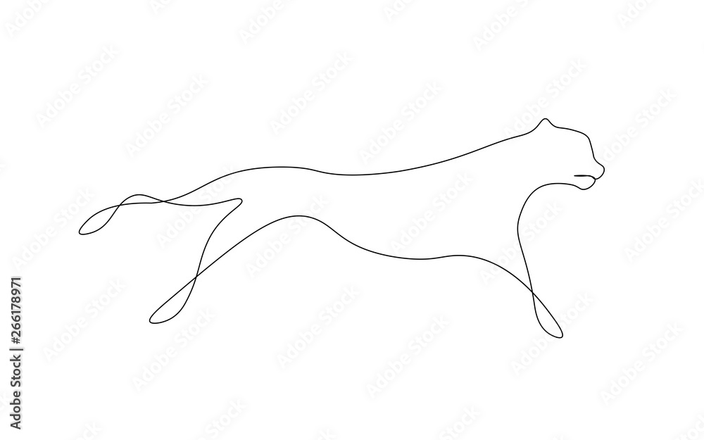 Jaguar animal cat one line drawing vector illustration Stock Vector | Adobe  Stock