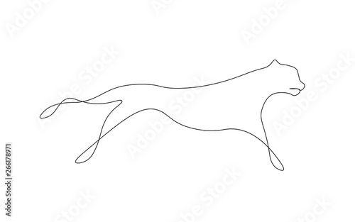 Jaguar animal cat one line drawing vector illustration
