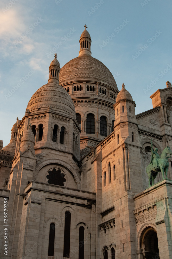 The Basilica of the Sacred Heart of Paris in Monmartre hill