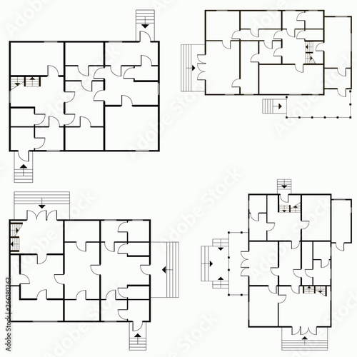 Architectural blueprint in top view background. Vector technical project background illustration