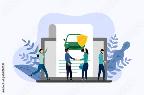Car protection, business concept vector illustration